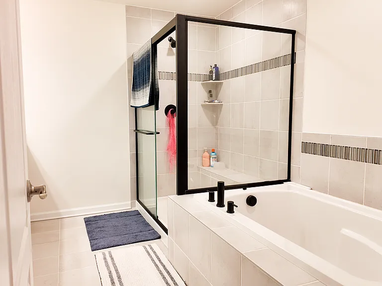 tub and stand up shower with attractive modern touches