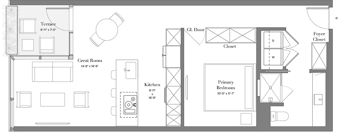 Floor plan 18 | 1B-05 | 0 Bed | 1 Bath