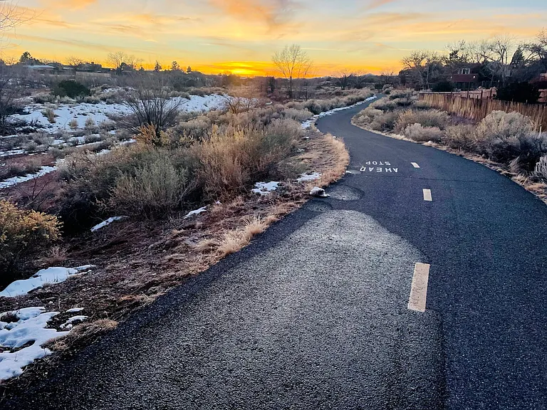 Arroyo de los Chamisos Urban Trail (looking west) - this trail connects to the Santa Fe Rail-Trail offering easy access to the Railyard, main plaza, and more than 20 miles beyond