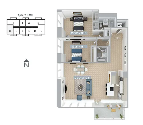 Floor plan Furnished-f-B2-1215SF-7H-26H