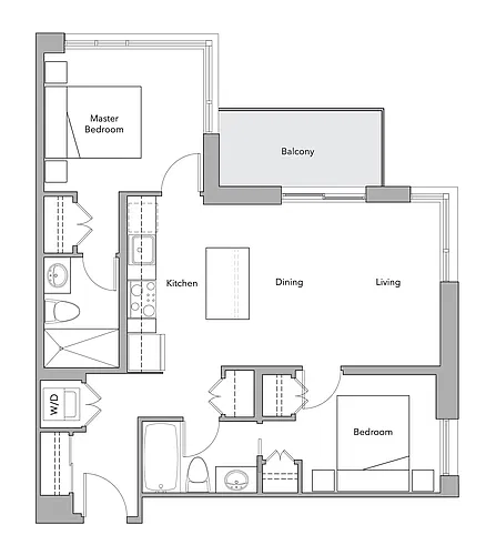 Floor plan 2 Bedroom 2 Bed 2 Bath