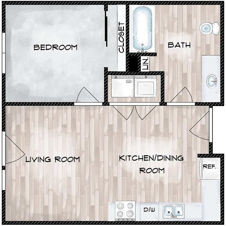 Floor plan 1X1 B