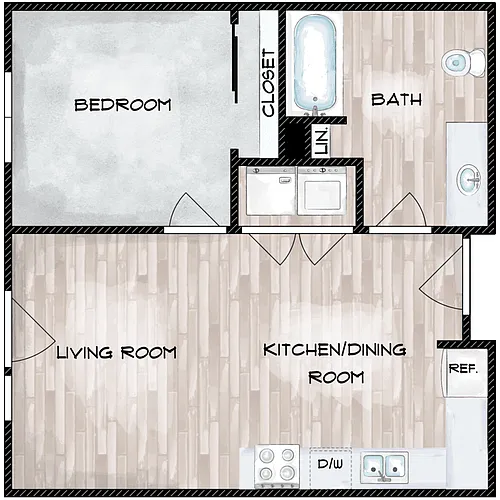 Floor plan 1X1 B