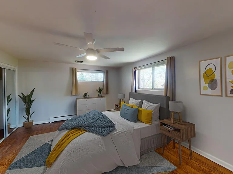 Bedroom 1. This image shows a virtually furnished space. Bedrooms come unfurnished.