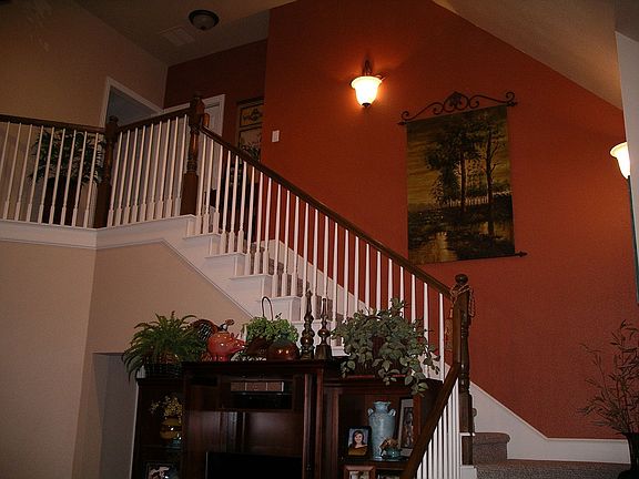 Focal Color on Stair Wall (NOT ORANGE), Blends to Breakfast Nook/Kitchen