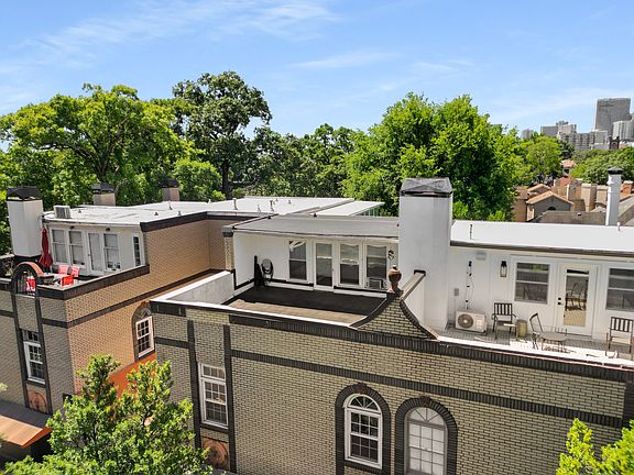 Aerial view of the rooftop patio