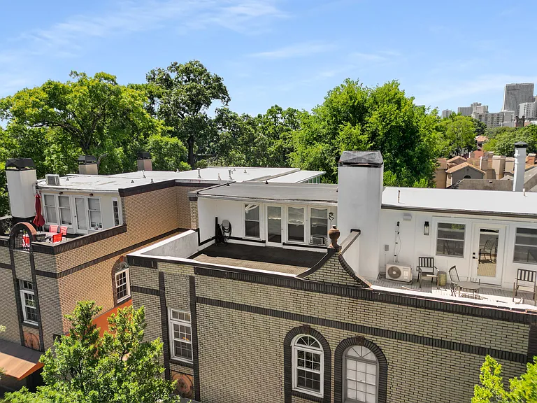 Aerial view of the rooftop patio