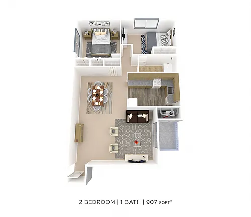 Floor plan Two Bedroom - 907 sqft
