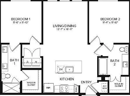 B1 | 2 bed 2 bath | 1256 sq ft B1 | 2 bed 2 bath | 1256 sq ft