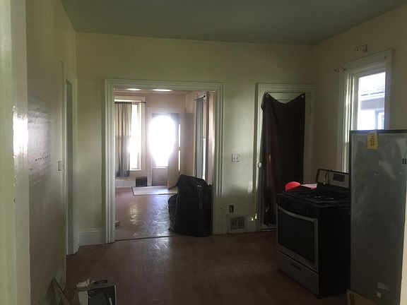 View from kitchen into dining room and living room