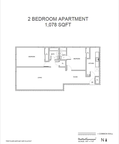 Floor plan 2 Bedroom 1 Bathroom