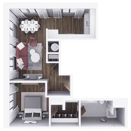 Floor plan 1 x 1- A3 700 SQ FT