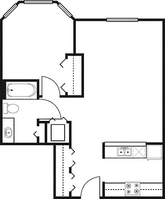 Floor plan 1 Bedroom -665