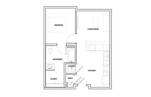 Floor plan 1 Bed 1 Bath