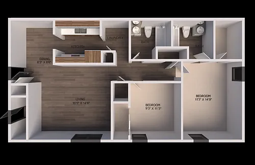 Floor plan Deluxe 2x2