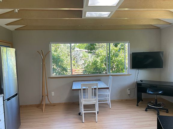 Apple trees and vegetable garden view