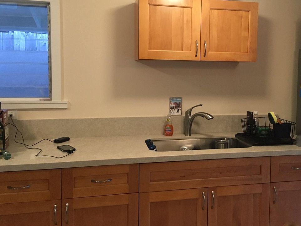 Granite countertop and new cabinets.