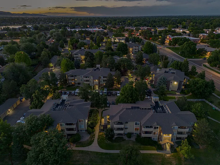 An aerial view of a The Buttes Apartments in Loveland, CO