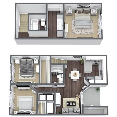 Floor plan C1: 3 Bed 2 Bath + T