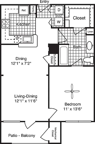 Floor plan 1 Bedroom B