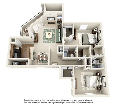 Floor plan B3| 2 Bed | 2 Bath