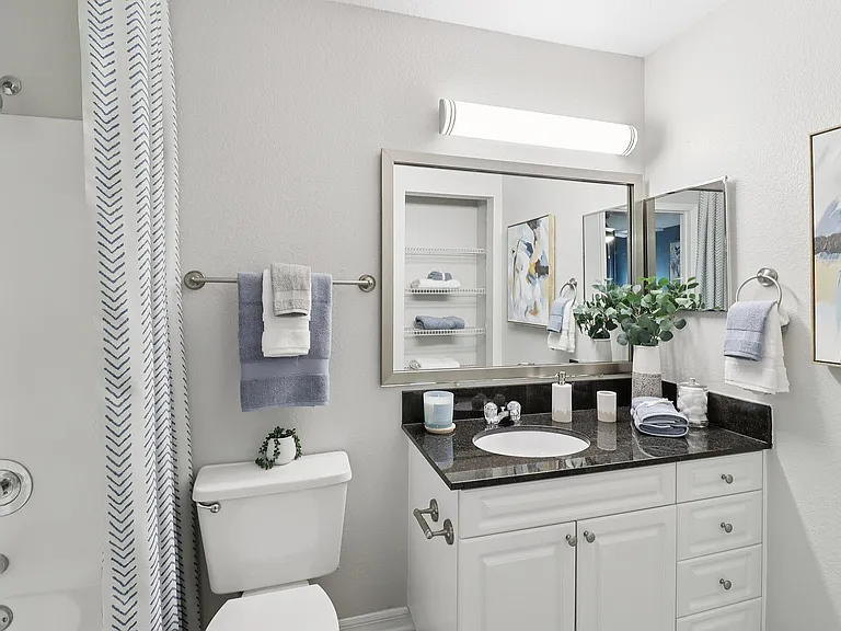 Modern bathroom with sleek finishes and functional layout