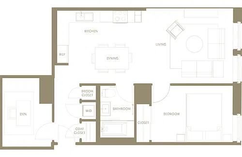 Floor plan One Bedroom Den