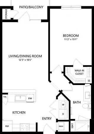 Floor plans are artist's rendering. All dimensions are approximate. Actual product and specifications may vary in dimension or detail. Not all features are available in every apartment. Prices and availability are subject to change. Floor plans are artist
