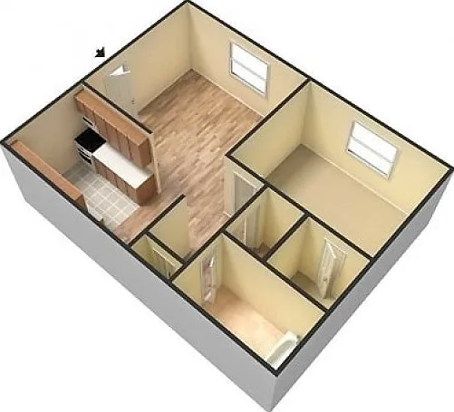 El Madrid 1 Bedroom Floor Plan 3D El Madrid 1 Bedroom Floor Plan 3D