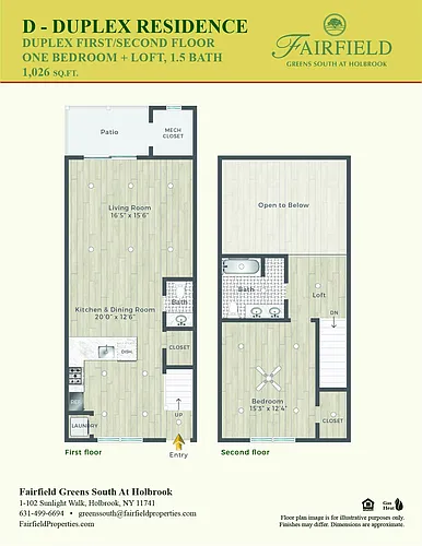 Floor plan D One Bedroom Duplex Plus Loft