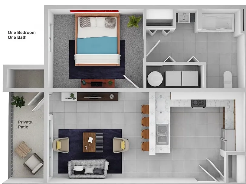 Floor plan A1W 1x1