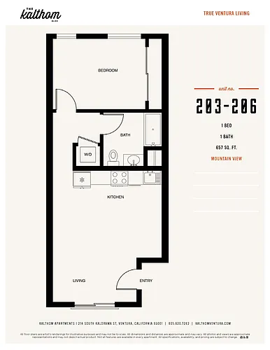 Floor plan 1 Bedroom, 1 Bathroom