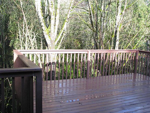 Upper deck overlooking green belt.