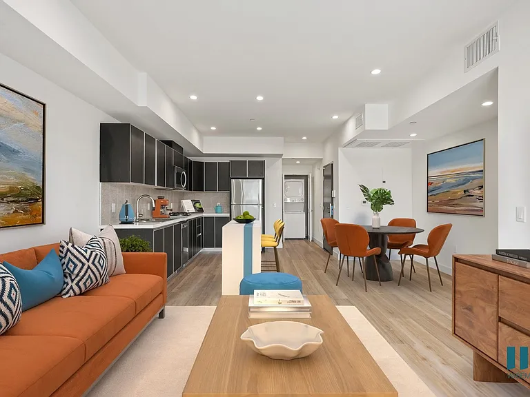 Open-Concept Kitchen, Dining, and Living Room Area - Apple Floor Plan