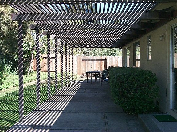 back patio with bing cherry & grapefruit trees