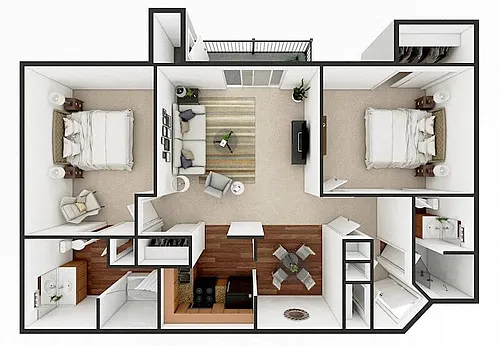 Floor plan Two Bedroom Two Bath Large