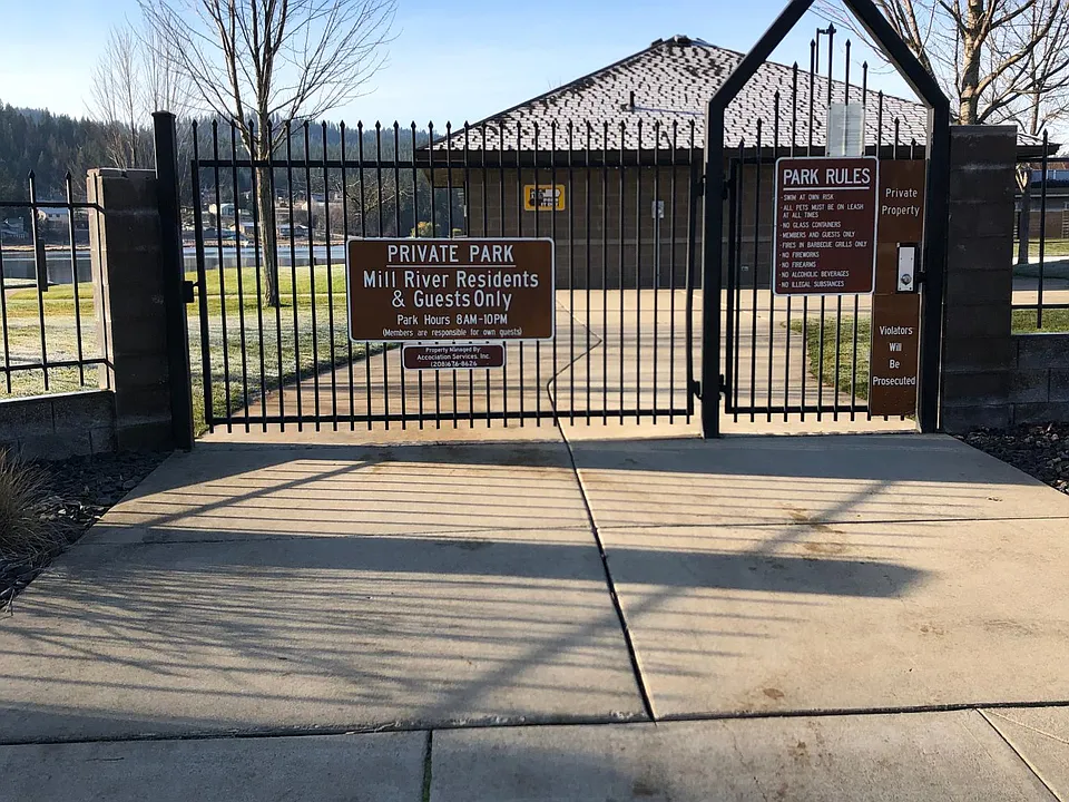 Private park & sandy beach