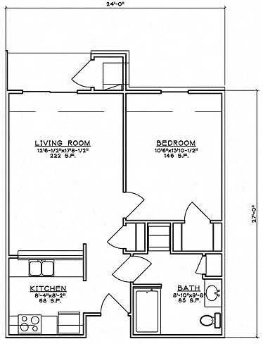 Floor plan 1 Bedroom Unit