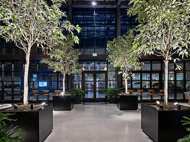 vening view inside the glass atrium entryway