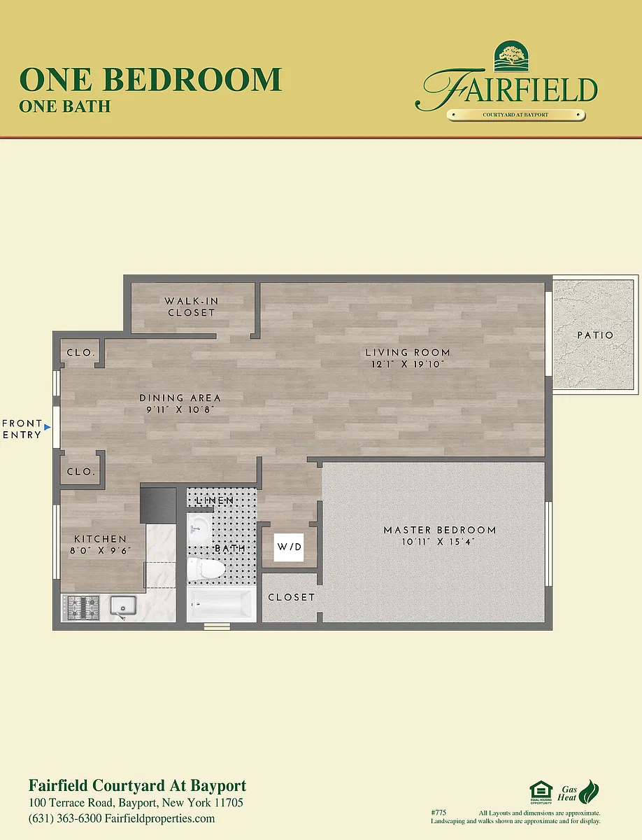 Floor plan One Bedroom 775SF