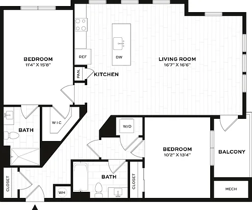 Floor plan 2 Bed/2 Bath-F1-X