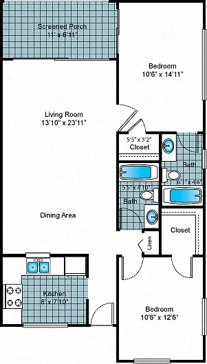 Floor plan Two Bedroom - Two Bathroom Deluxe