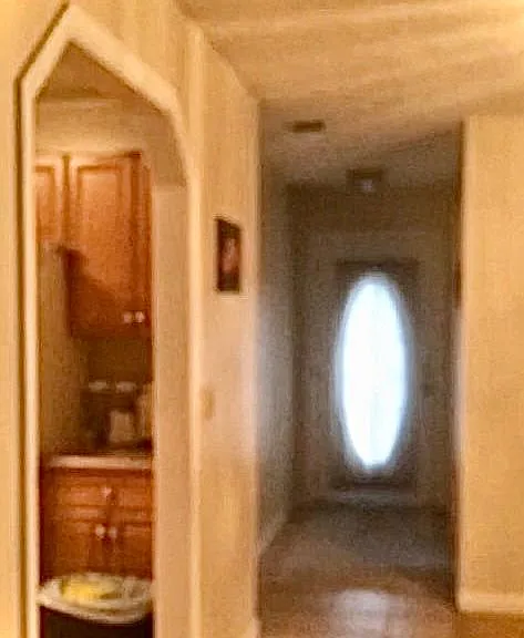 Entry way hall from inside looking at front door