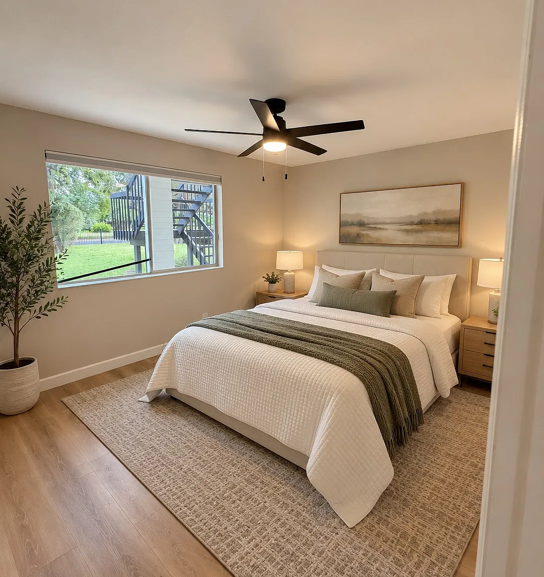 Bedroom 1 furnished via AI