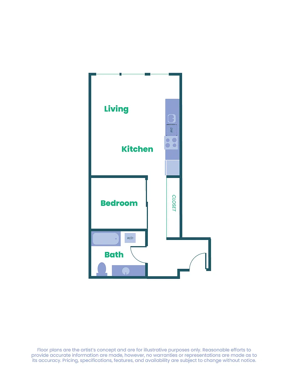 Floor plan The Teel - Open 1x1 - A6