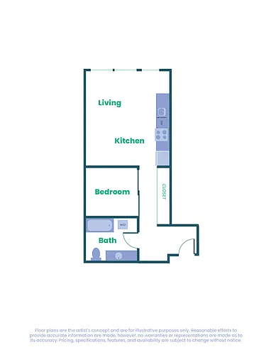 Floor plan The Teel - Open 1x1 - A6