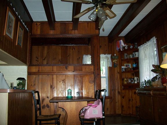Eat in kitchen with beamed ceiling