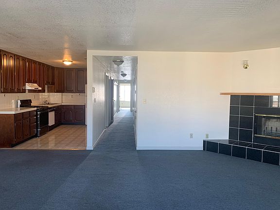 kitchen, hall-way, fireplace
