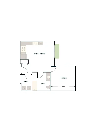 Floor plan 1 Bed, 1 Bath - West Apt A