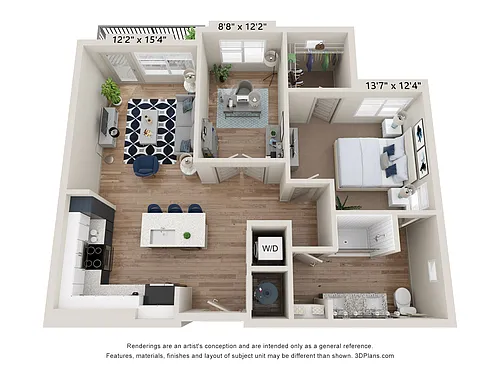 Floor plan A8.1 (1 Bed+Den)
